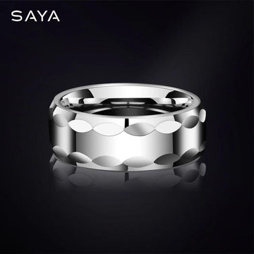 New Arrival 8mm Width High Polished Faceted Tungsten Jewellery Electroplated Gold and Silver Men's Finger Rings - The Jewellery Supermarket